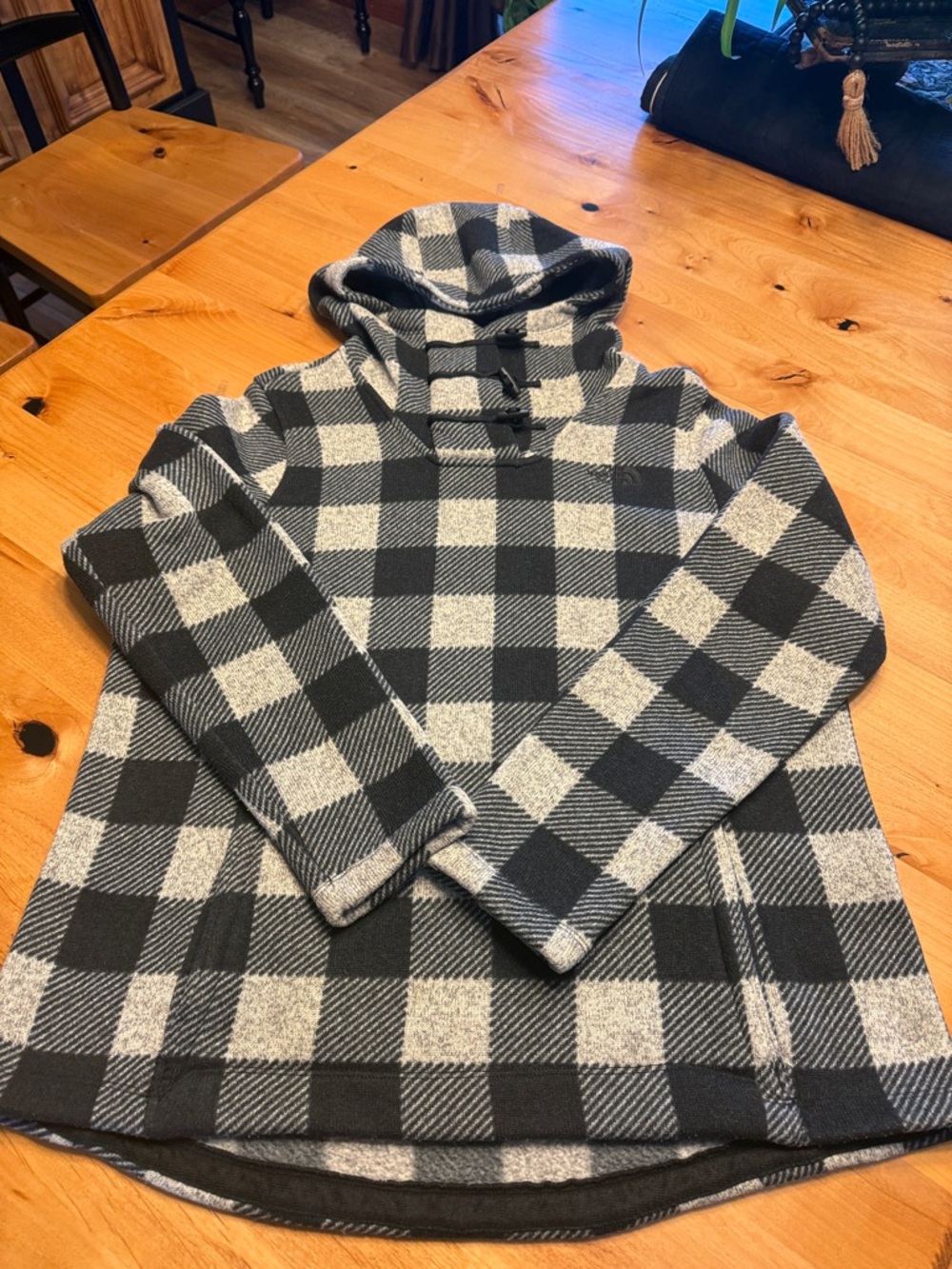 The North Face Black and White Buffalo Check Pullover Hoodie